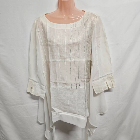 Daniela Dallavalle Elisa Cavaletti DANI Top Blouse Women Size L White Linen - Picture 3 of 16